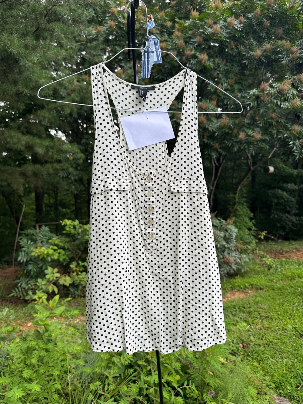 Forever 21 White Racerback Tanktop with Black Polka Dots